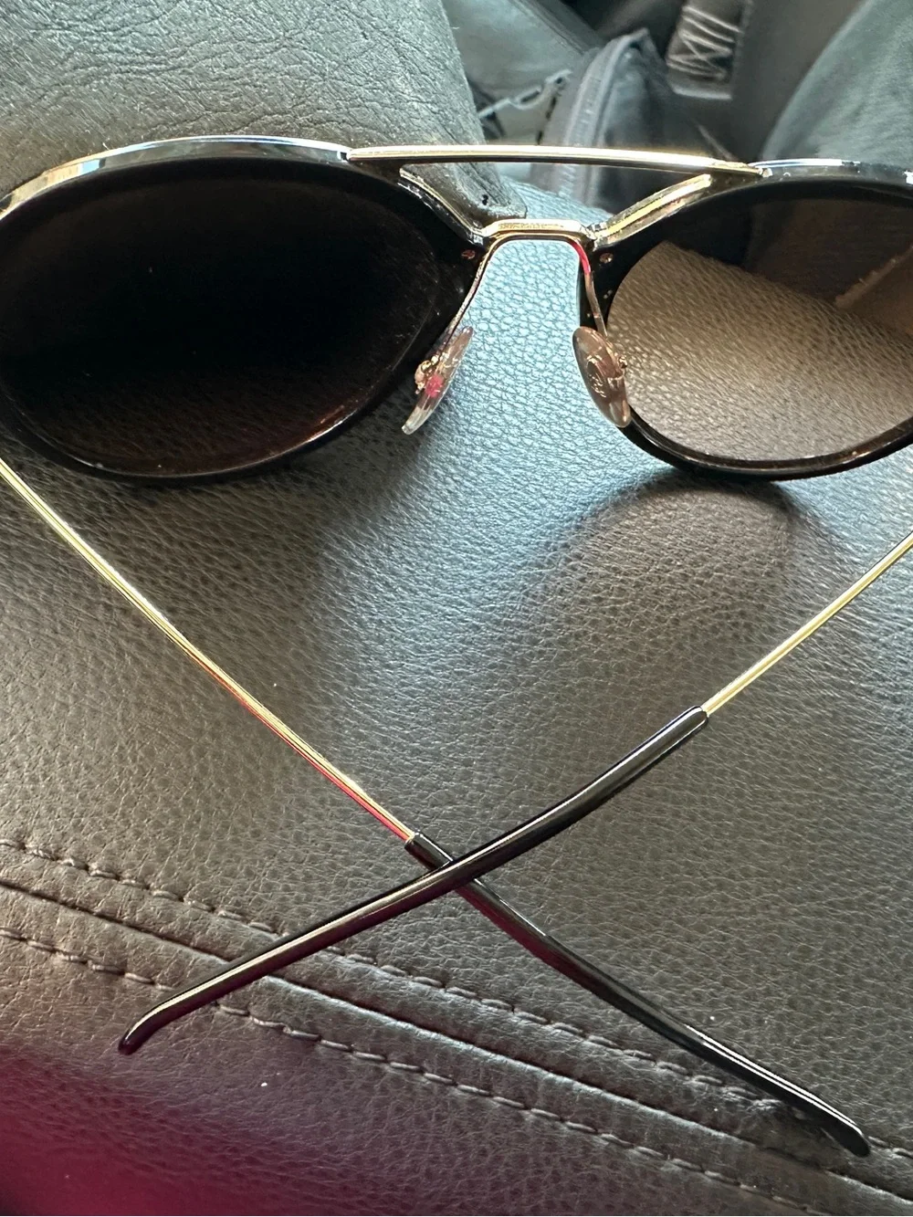 Ray Ban Double Bridge Black Sunglasses with Gold Tone Hardware